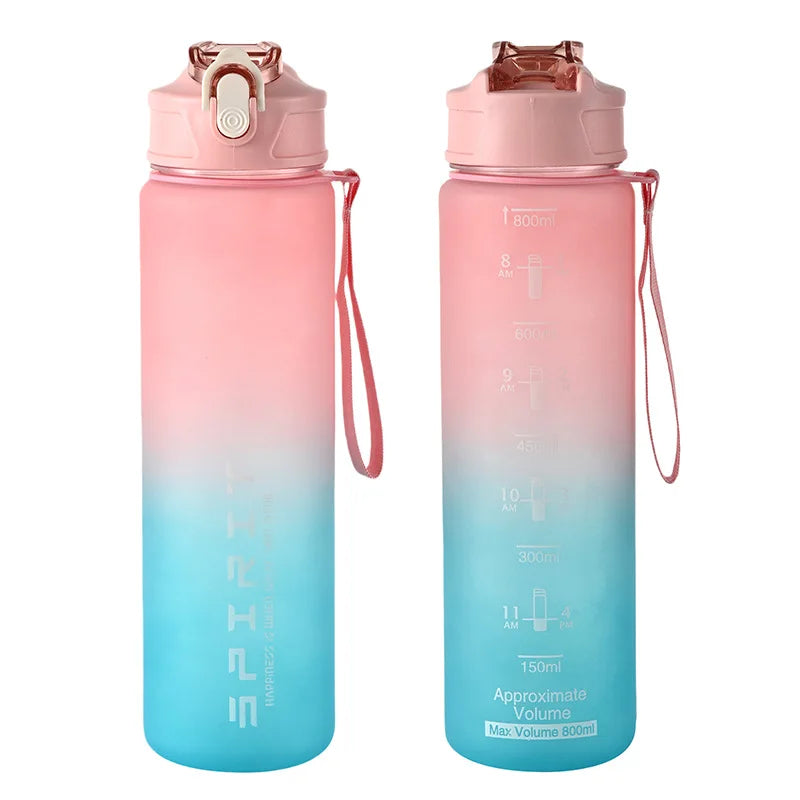 1PCS 800ML Large Capacity Sports Water Bottle Leak Proof Colorful Plastic Cup Drinking Outdoor Travel Portable Gym Fitness Jugs